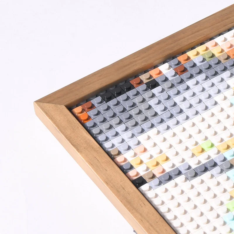 Klemmbausteinkunst-Mosaik Nahaufnahme mit Pixeldetails