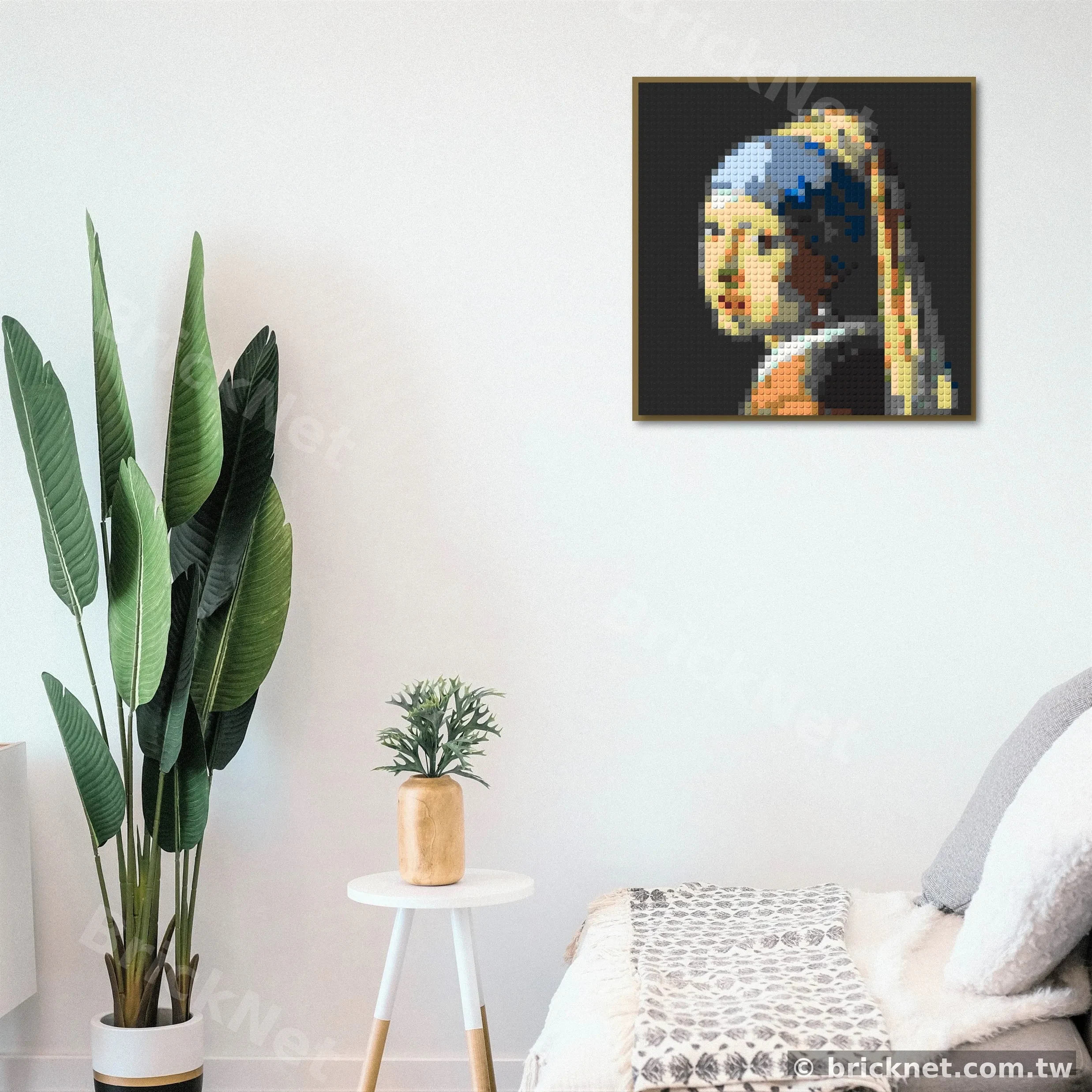 „Das Mädchen mit dem Perlenohrring“ von Vermeer als Brick-Mosaik — BrickNet Kundenwerk