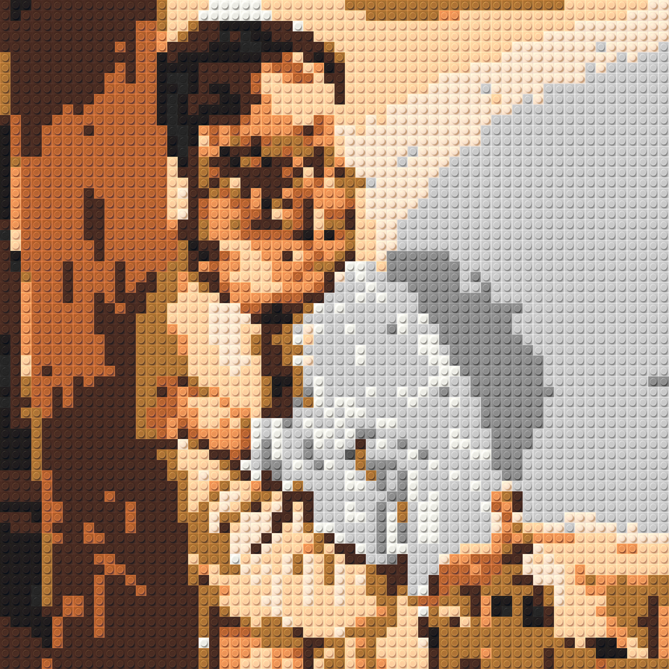 Custom brick art inspiration of a father embracing his daughter