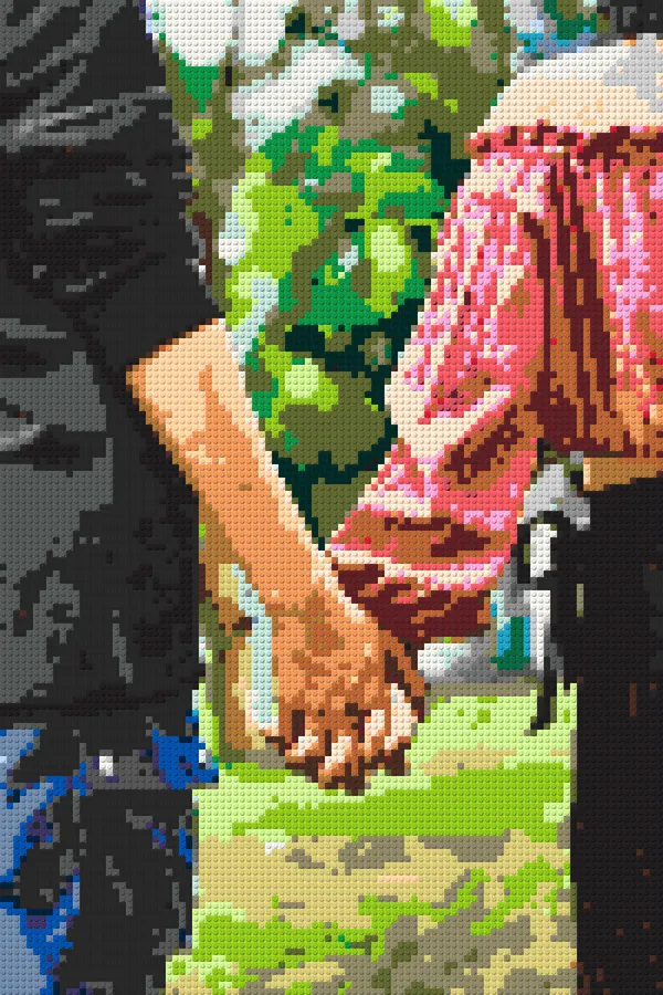 手、戒指這種細節——例子 2,做成積木畫之後的樣子