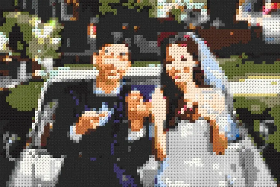 新婚祝賀禮物示範:照片做成積木畫的成品之一
